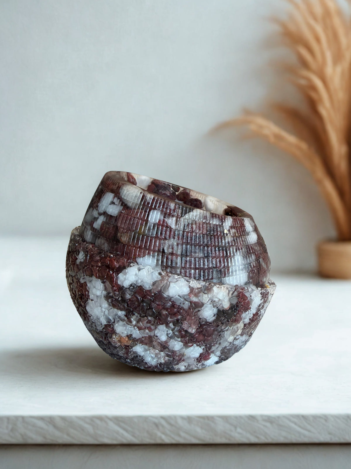 Lumânare neparfumată în suport handmade, vedere 1