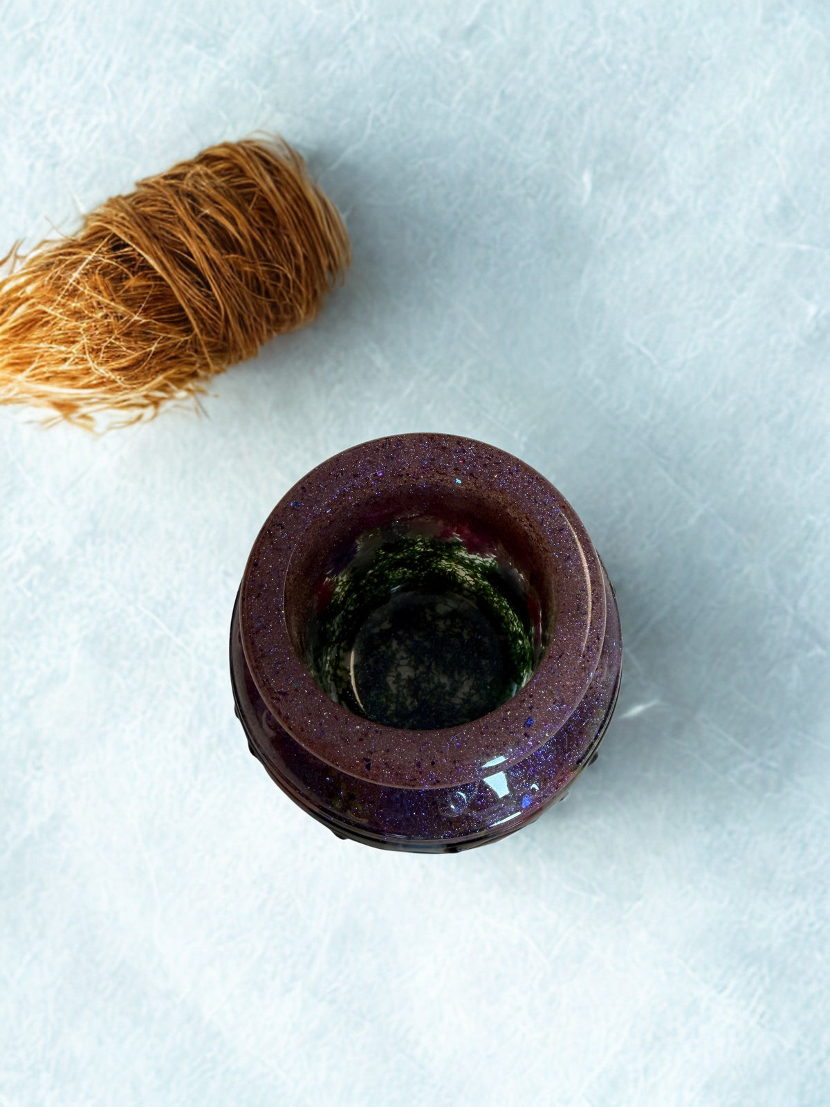 Lumânare neparfumată în suport handmade, vedere 3