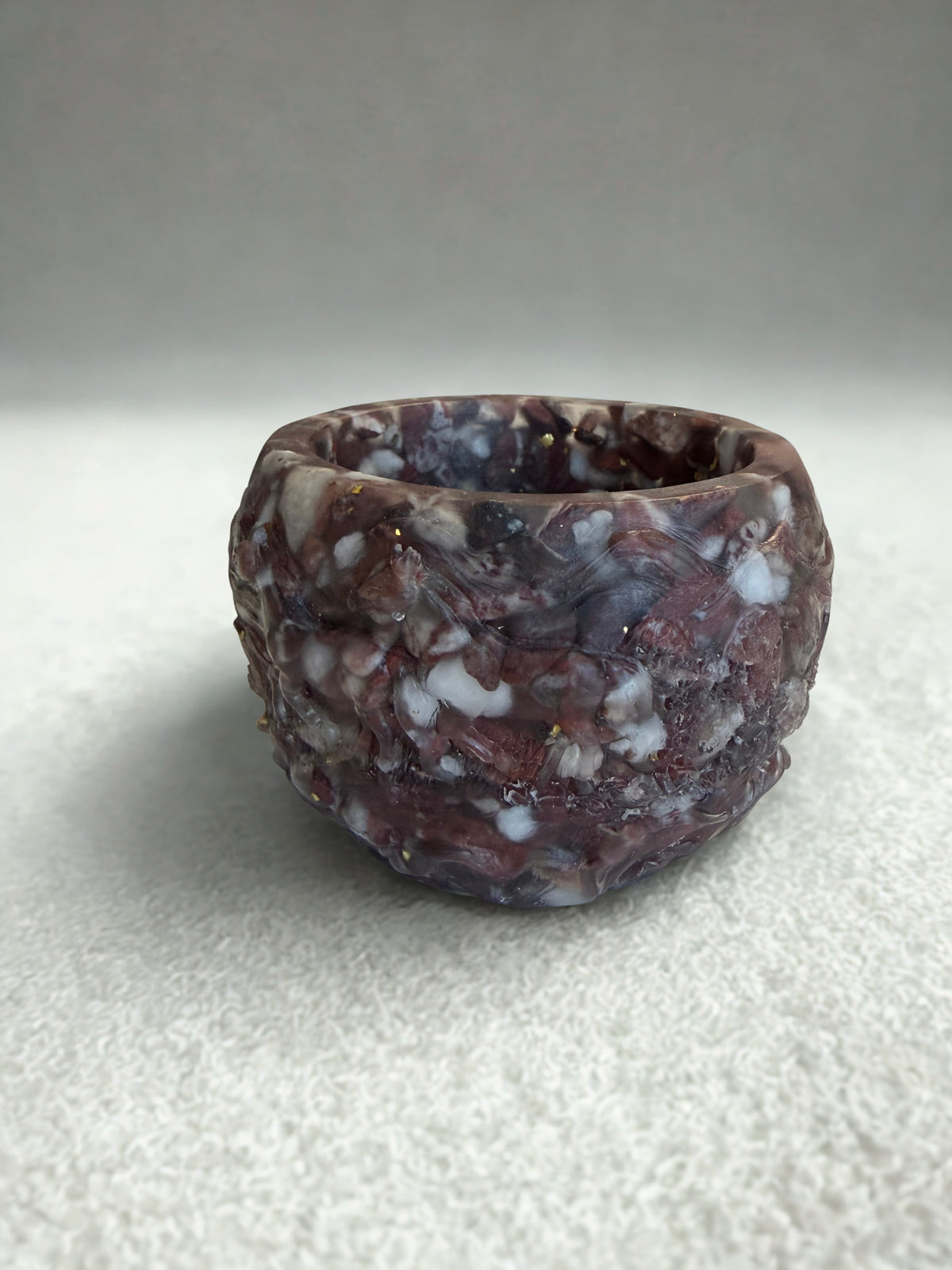 Lumânare neparfumată în suport handmade, vedere 1