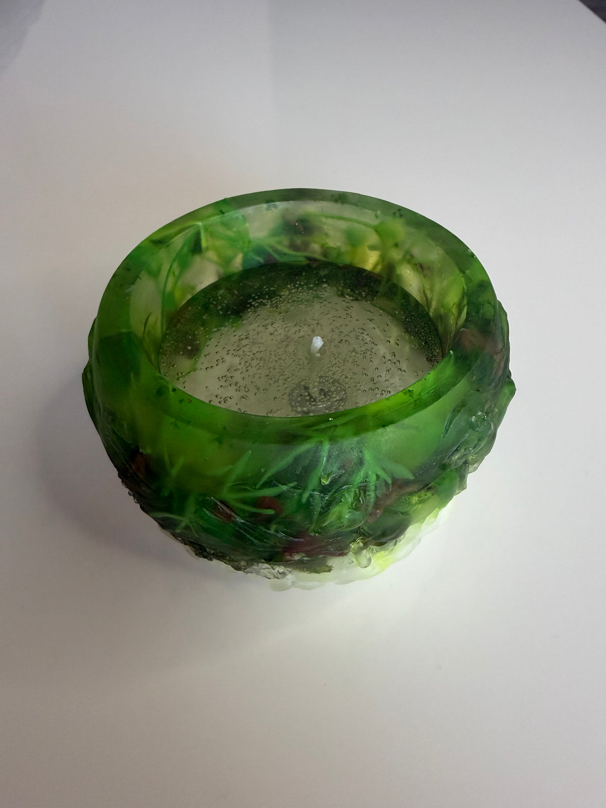 Lumânare decorativă tip jeleu în suport handmade, vedere 2