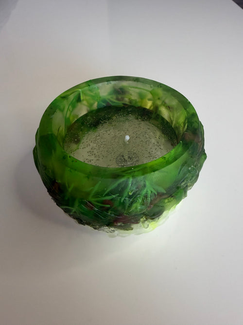 Lumânare decorativă tip jeleu în suport handmade, vedere 2