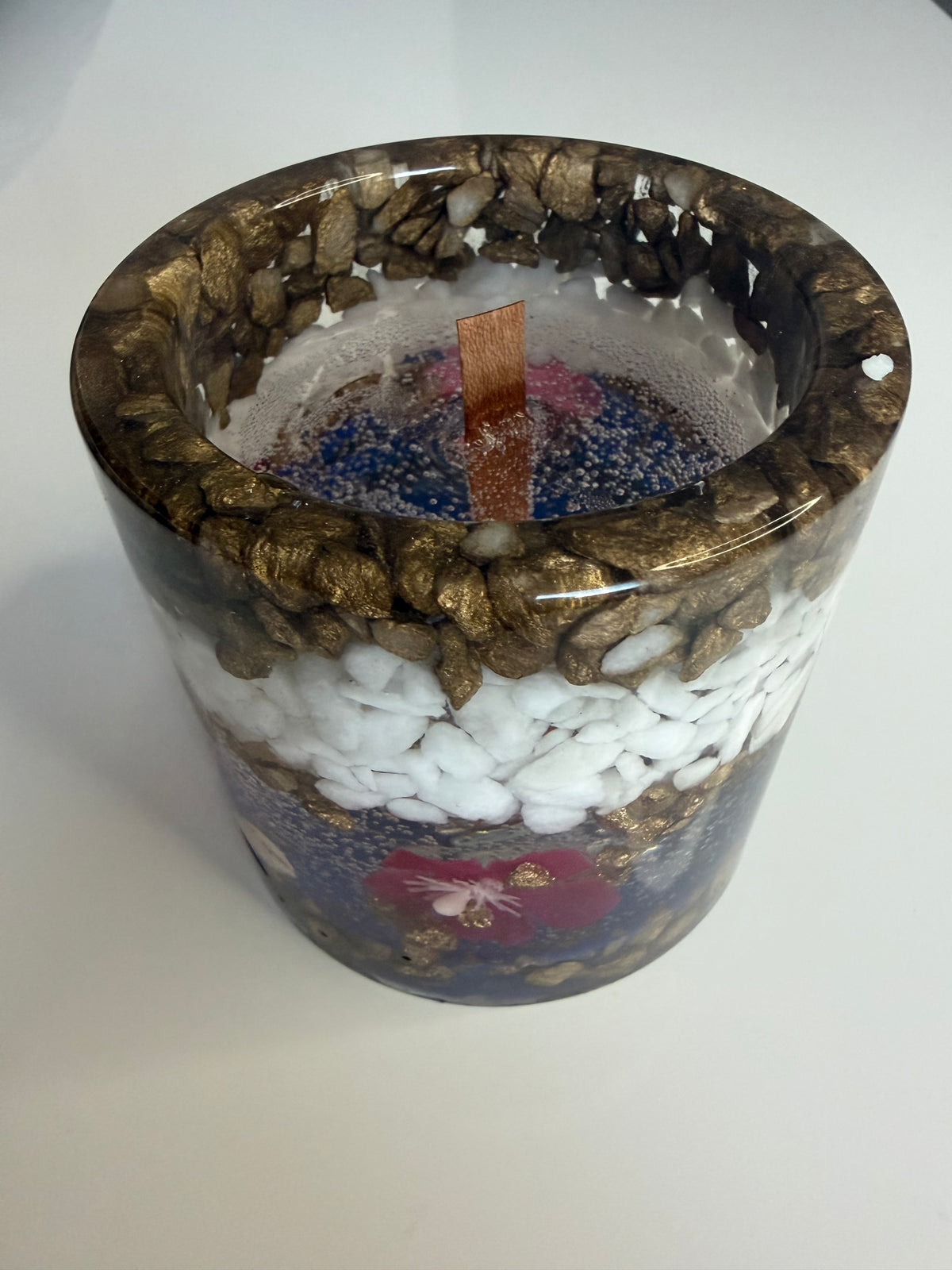 Lumânare decorativă tip jeleu în suport handmade, vedere 2