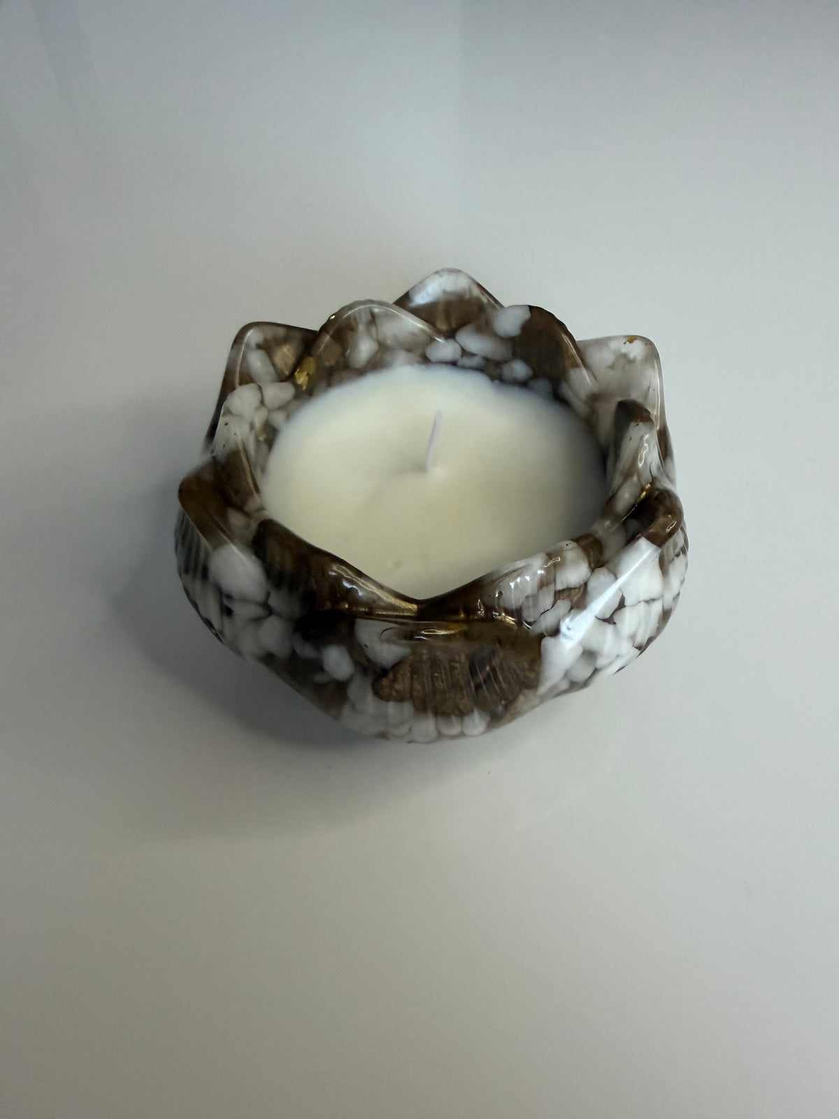 Lumânare neparfumată în suport handmade, vedere 2
