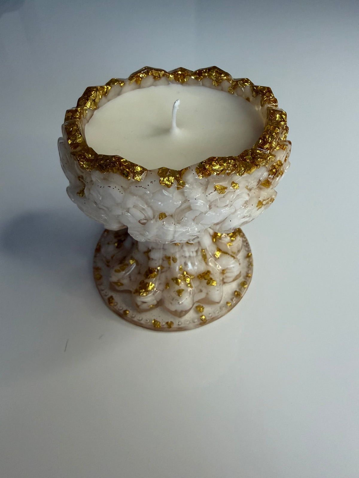 Lumânare neparfumată în suport handmade, vedere 2