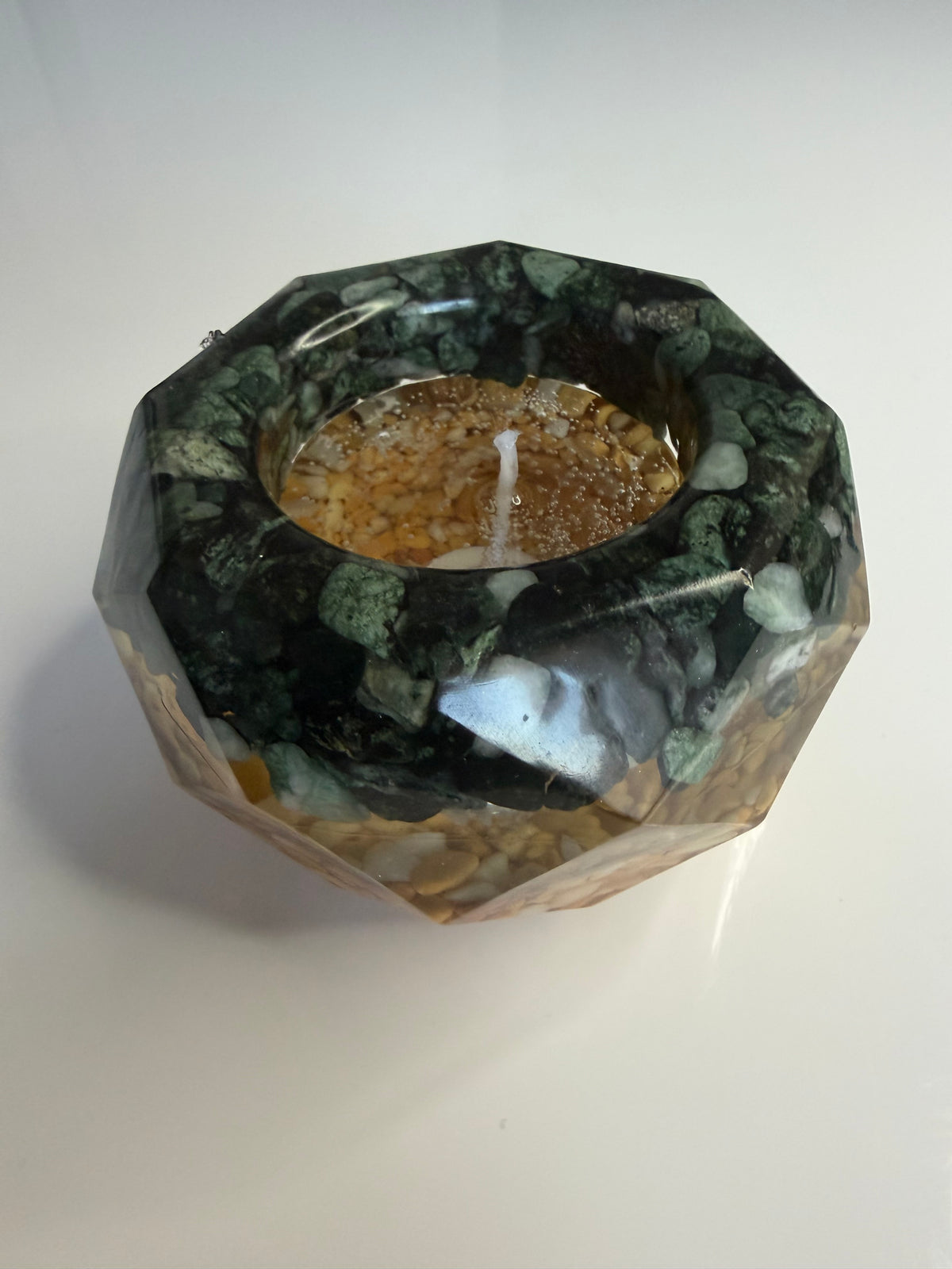Lumânare decorativă tip jeleu în suport handmade, vedere 2