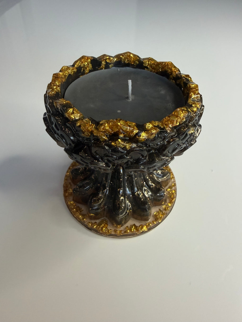 Lumânare neparfumată în suport handmade, vedere 2