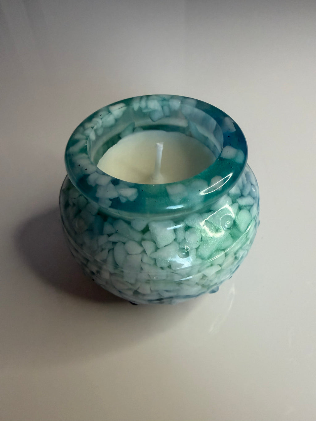 Lumânare neparfumată în suport handmade, vedere 2