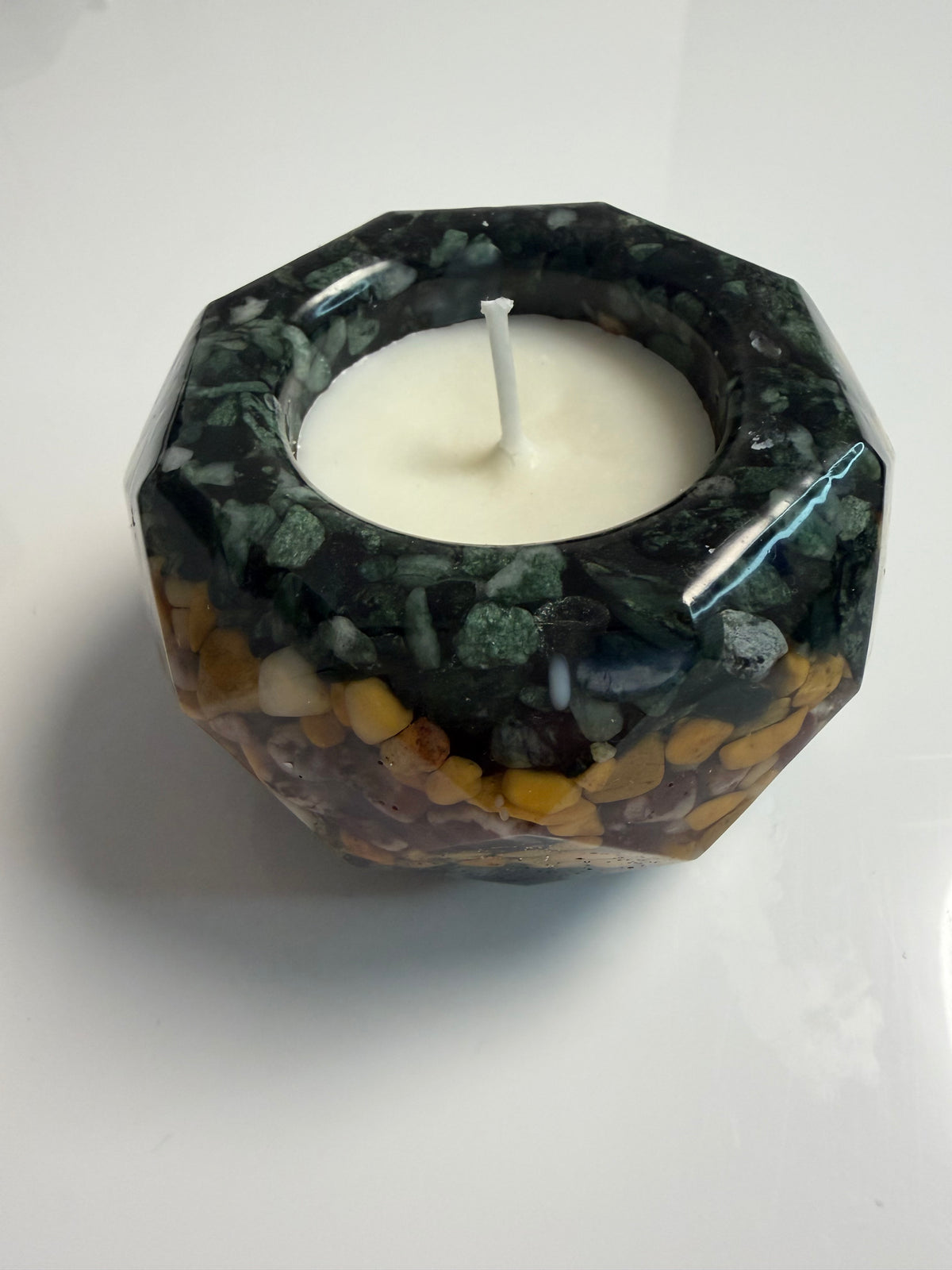 Lumânare neparfumată în suport handmade, vedere 2