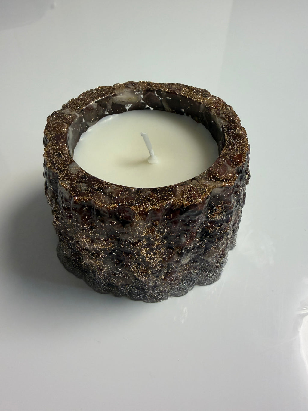 Lumânare neparfumată în suport handmade, vedere 2