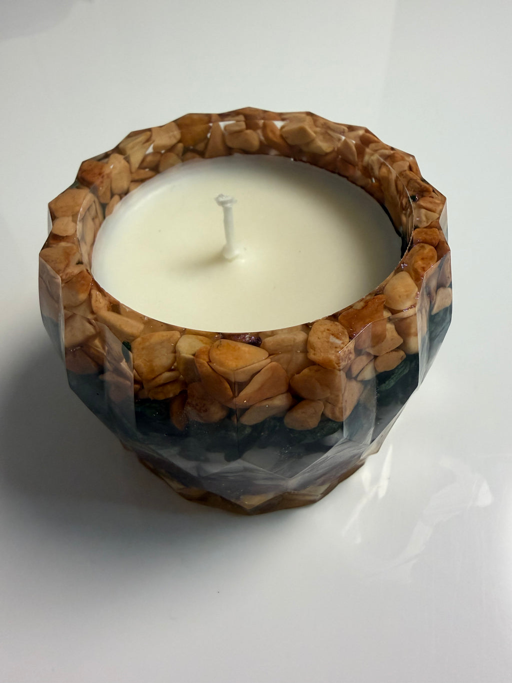 Lumânare neparfumată în suport handmade, vedere 2