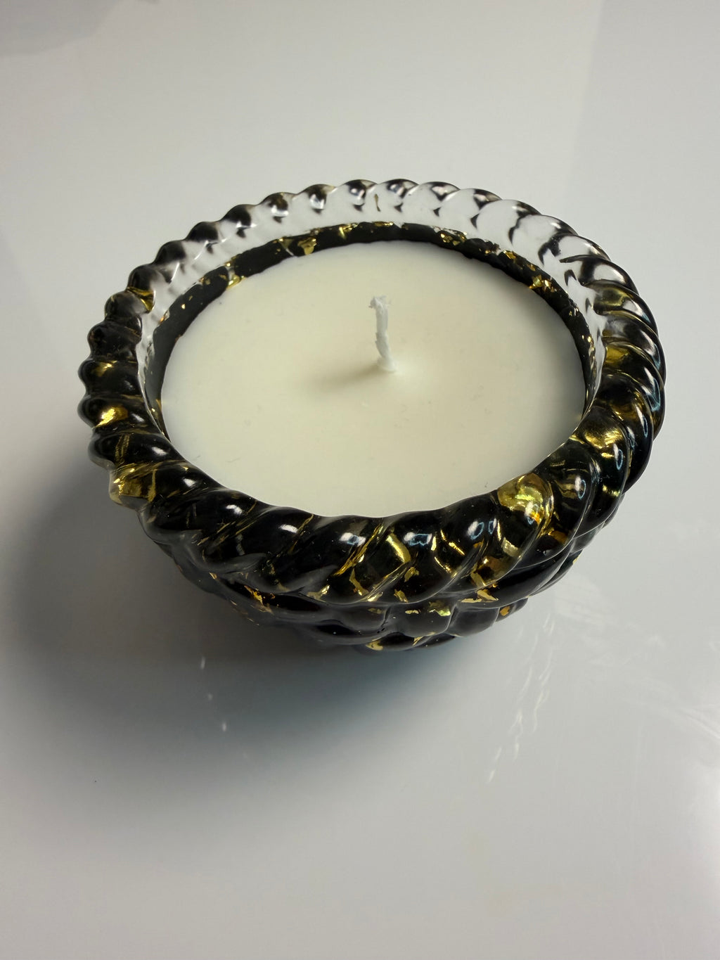 Lumânare neparfumată în suport handmade, vedere 2