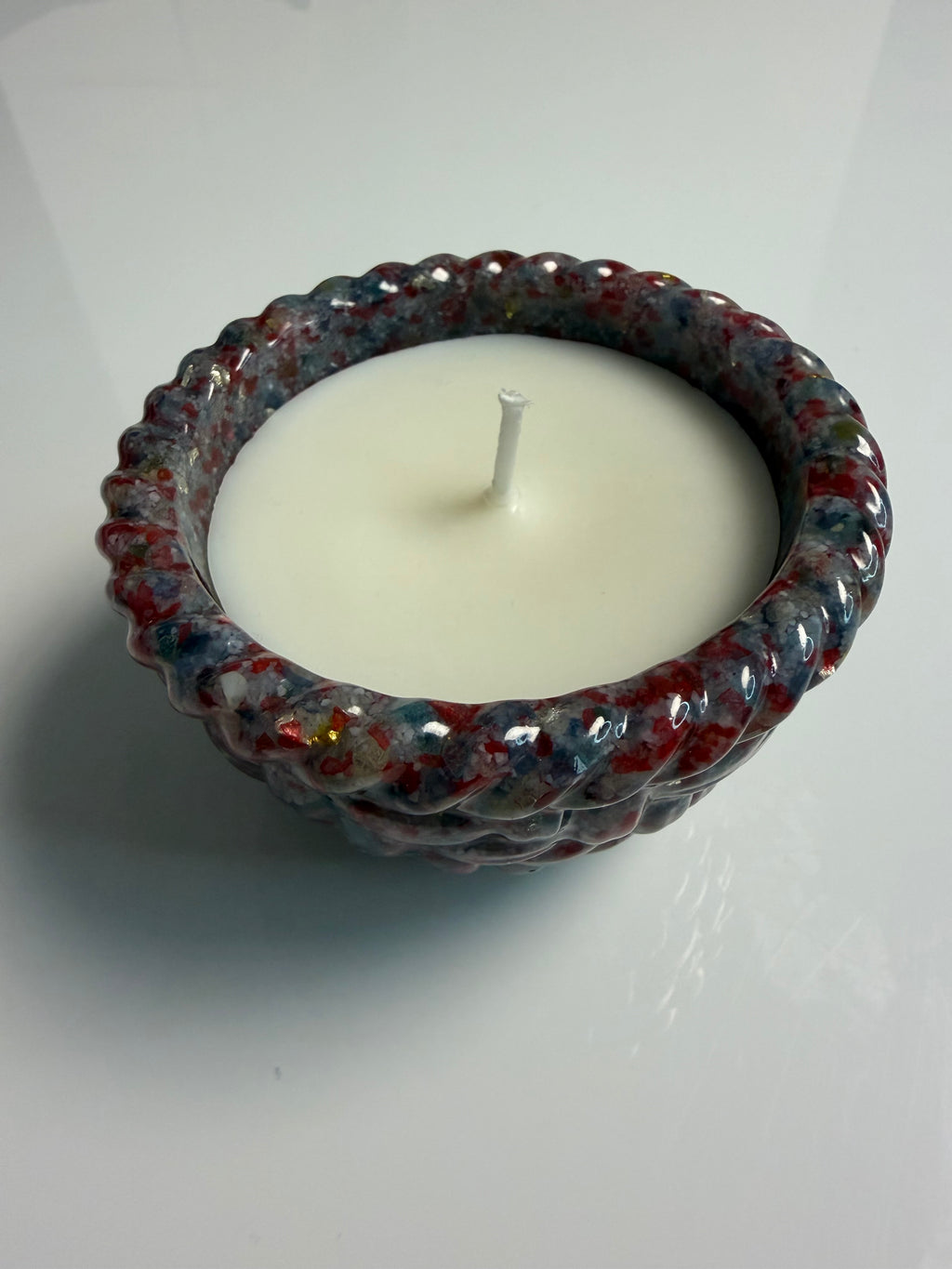 Lumânare neparfumată în suport handmade, vedere 2