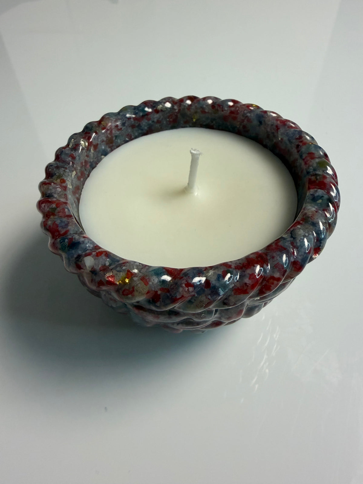 Lumânare neparfumată în suport handmade, vedere 2
