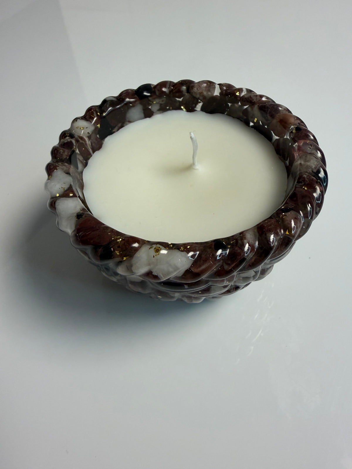 Lumânare neparfumată în suport handmade, vedere 2