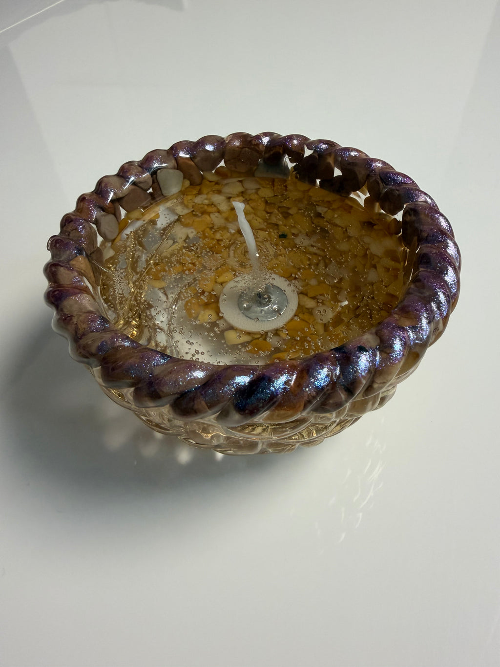 Lumânare decorativă tip jeleu în suport handmade, vedere 2