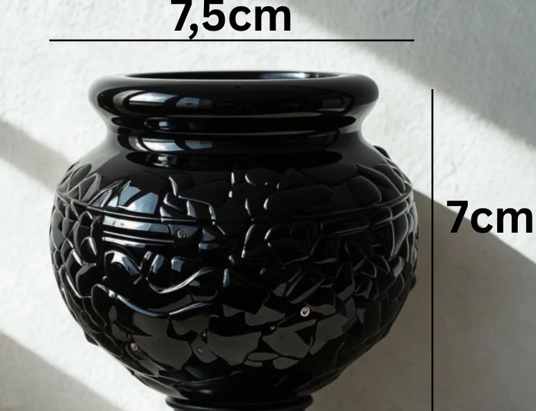 Lumânare neparfumată în suport handmade, fotografie cu dimensiuni