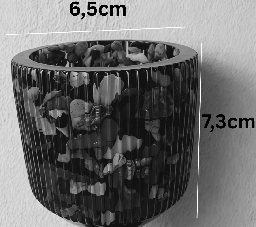 Lumânare parfumată Vanilie în suport handmade, fotografie cu dimensiuni