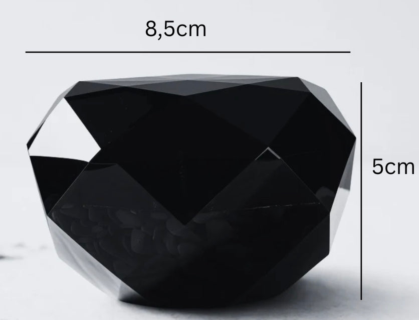 Lumânare decorativă tip jeleu în suport handmade, fotografie cu dimensiuni