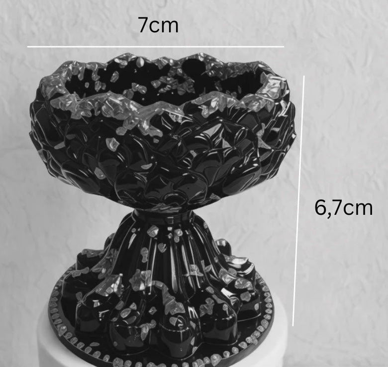 Lumânare neparfumată în suport handmade, fotografie cu dimensiuni