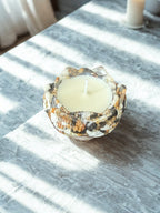 Lumânare neparfumată în suport handmade, vedere 2