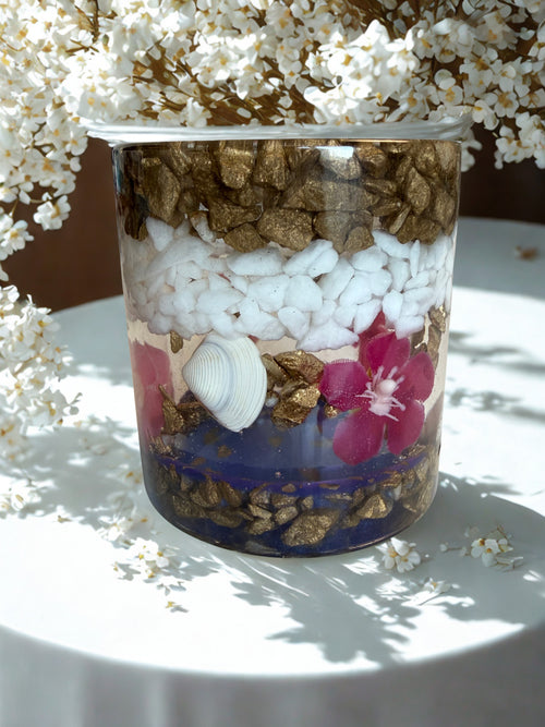 Lumânare decorativă tip jeleu în suport handmade, vedere 1