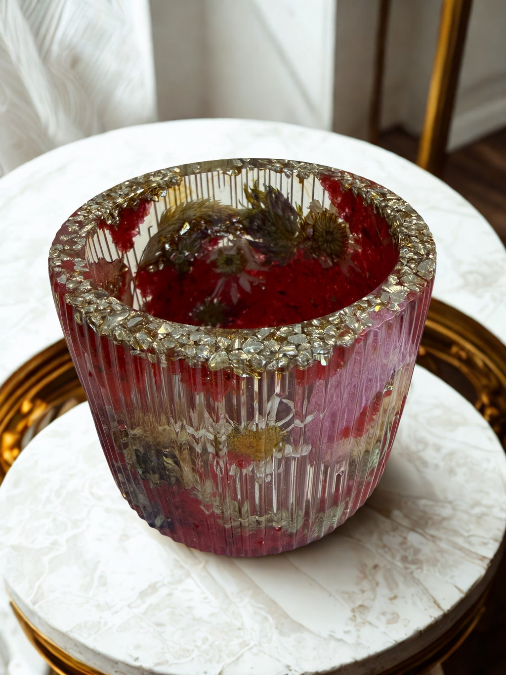 Lumânare decorativă tip jeleu în suport handmade, vedere 3