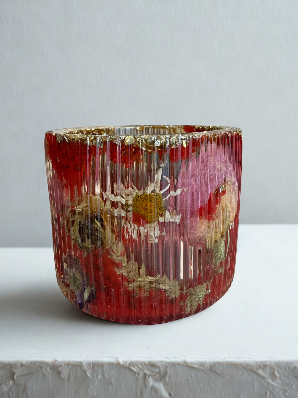 Lumânare decorativă tip jeleu în suport handmade, vedere 1
