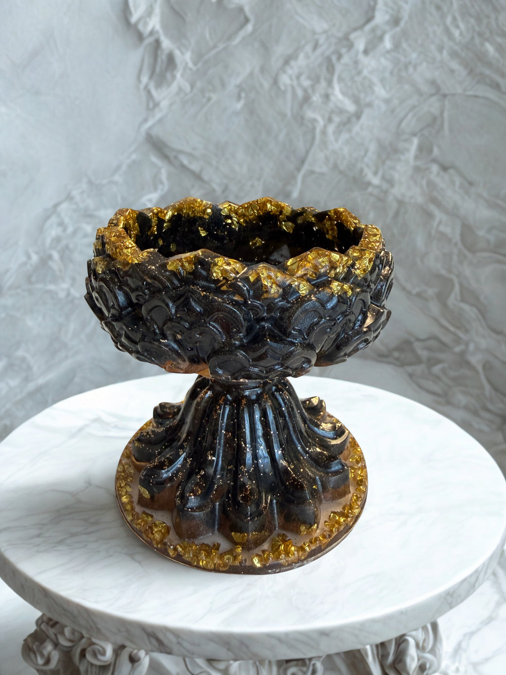 Lumânare neparfumată în suport handmade, vedere 1
