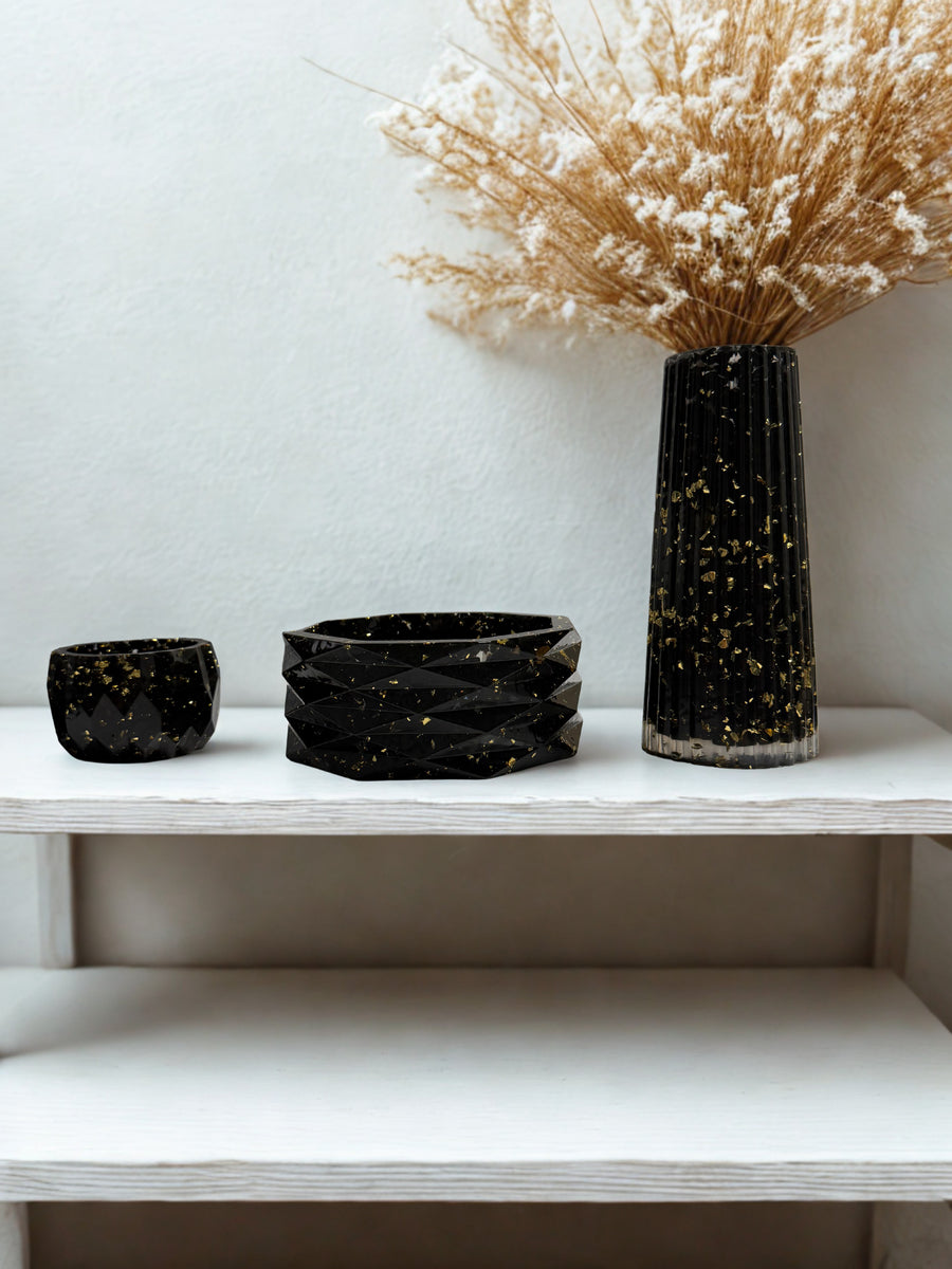 Set decorativ Black Gold Elegance — 3 piese — fotografie principală